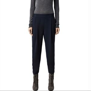 AllSaints Navy Blue Koro Trousers Size 4